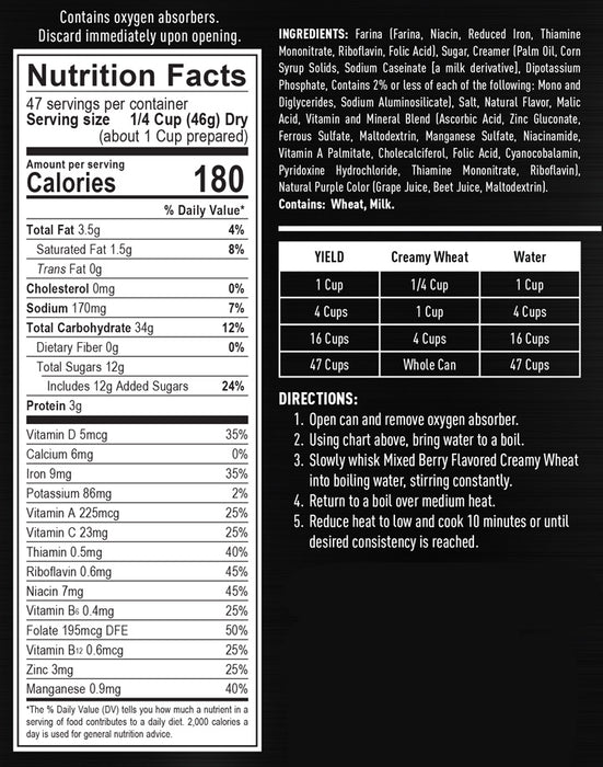Mixed Berry Creamy of Wheat #10 Can