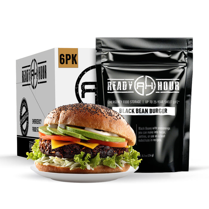 Black bean burger emergency food packs