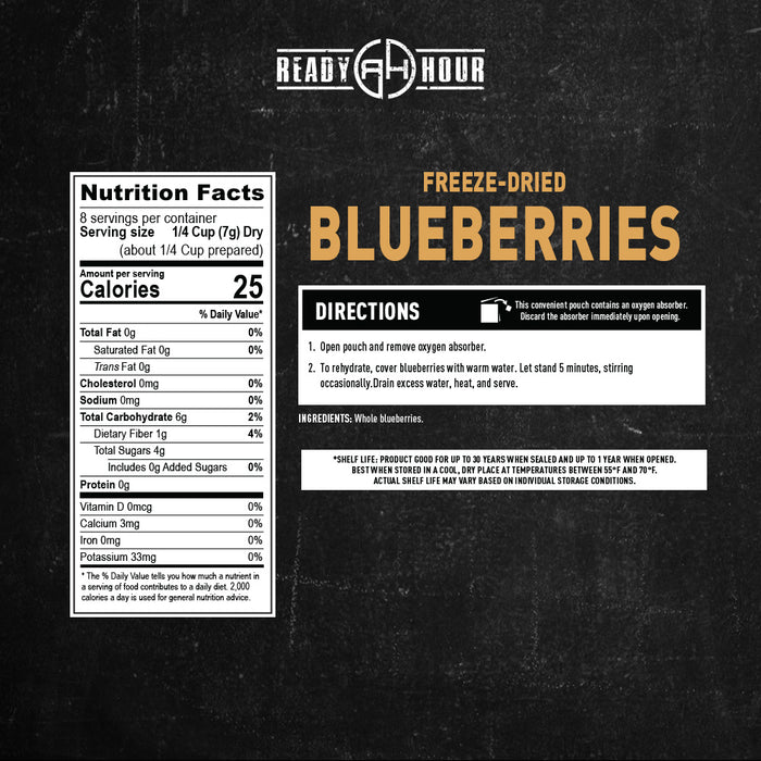 Nutrition facts for freeze-dried blueberries