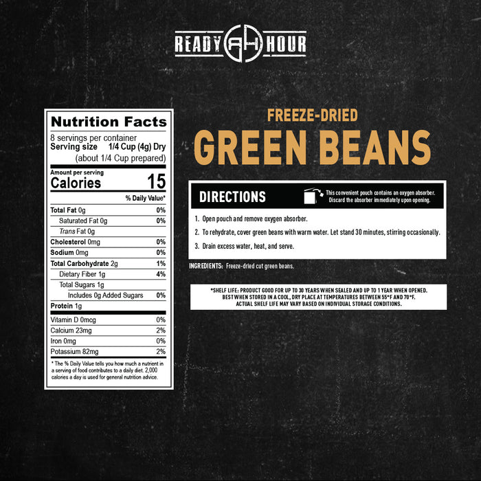 Ready Hour Freeze-Dried Green Beans Case Pack (48 servings, 6 pk.)