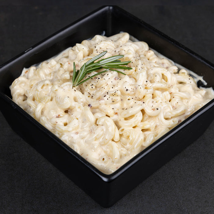 Instant Cavatappi Pasta prepared with alfredo sauce