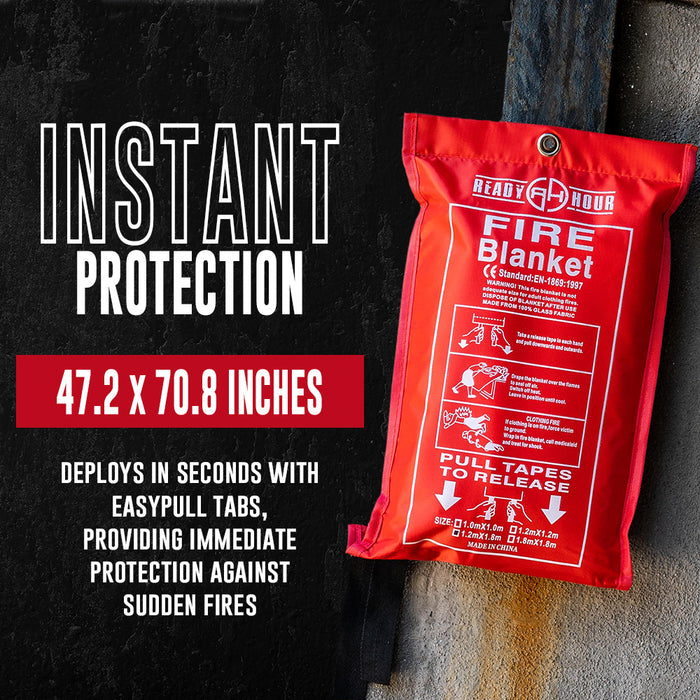 Red fire blanket packaging
