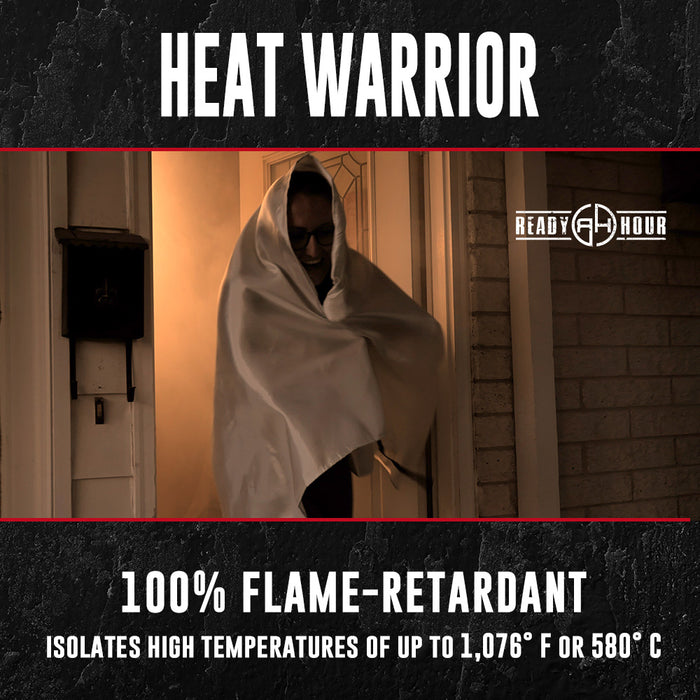 Person wrapped in a fire blanket