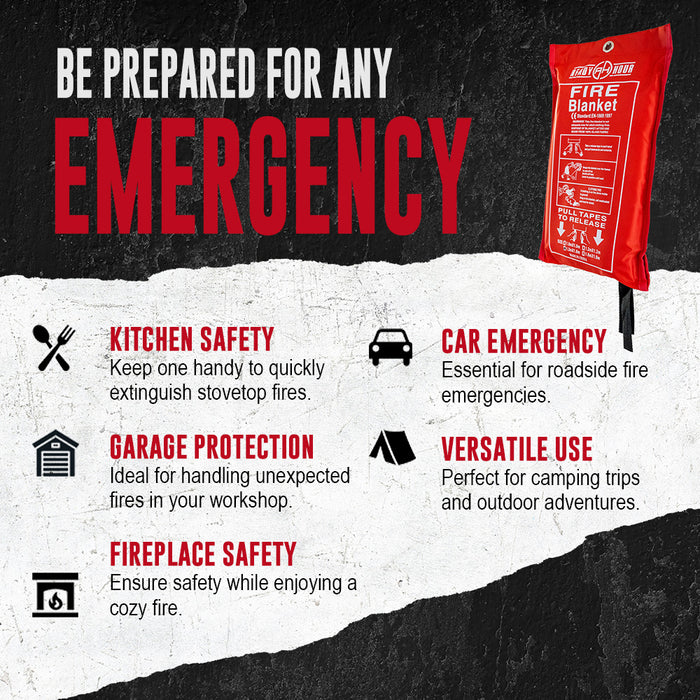 Fire blanket with safety tips