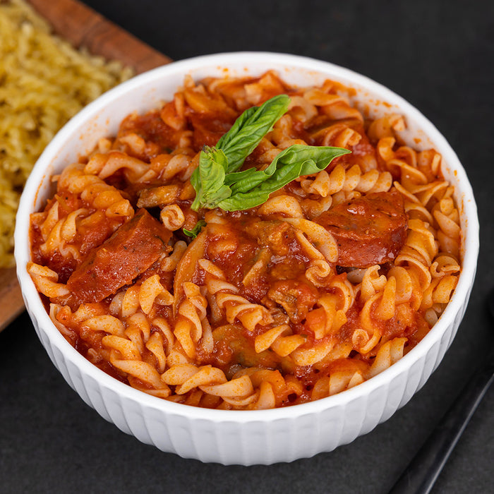 Instant Rotini Pasta prepared with marinara sauce