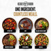 One ingredient, countless meals — Ready Hour Black Beans used for stir fry, dip, black bean soup, burrito bowl, taco bowl, and salsa