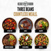 Ready Hour Quick Cook Beans Collection with black, red, and pinto beans, featuring 33 servings each plus calorie, protein, and meal-use details.