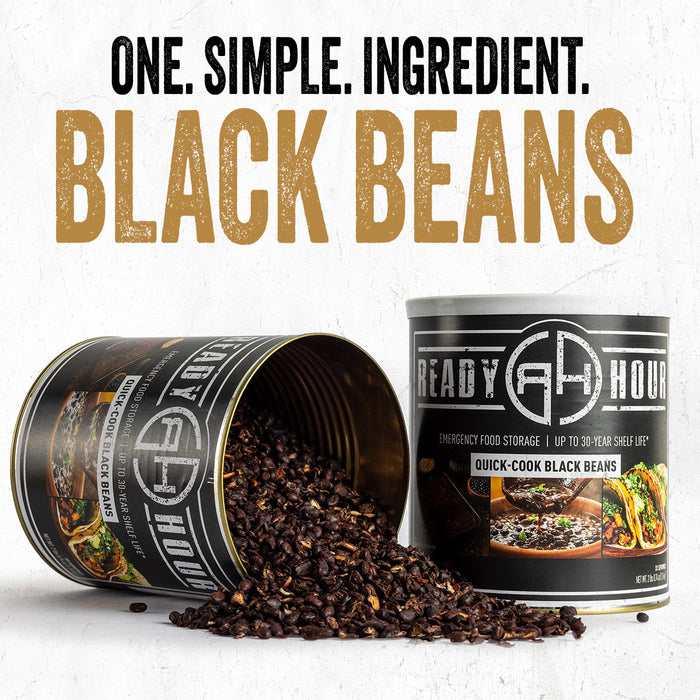 Ready Hour Quick-Cook Black Beans — one simple ingredient, no artificial flavors, dyes, or preservatives, non-bioengineered