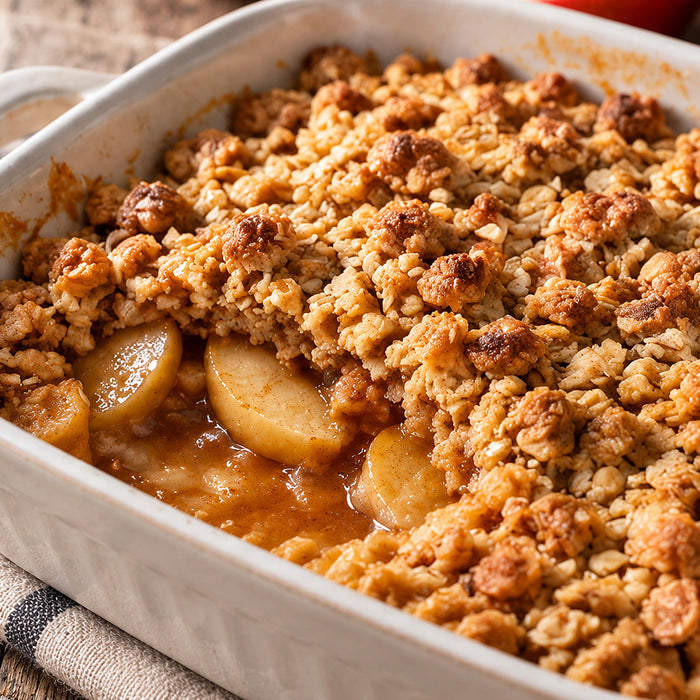 Apple cobbler made with freeze-dried apple slices
