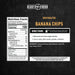 Label for Ready Hour dehydrated banana chips with nutrition facts and directions.