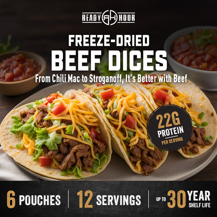 Tacos with freeze-dried beef and cheese on a plate