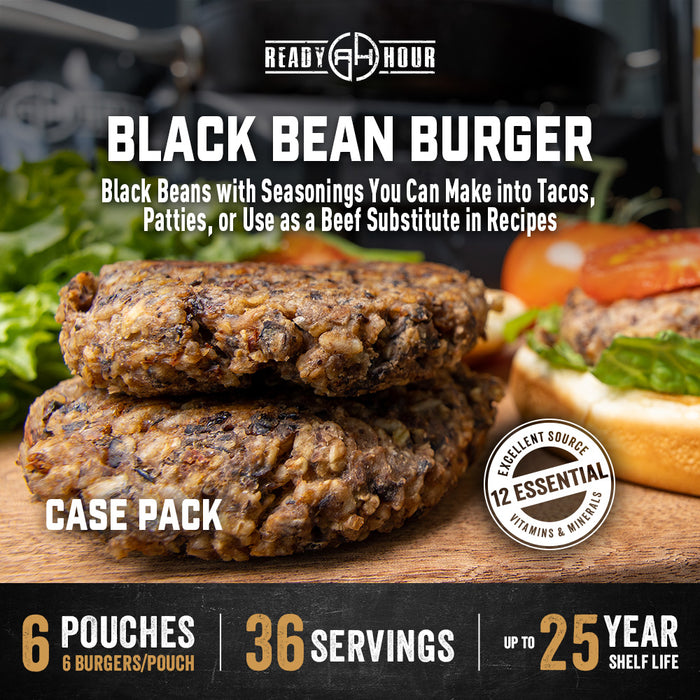 Black bean burgers on a cutting board with lettuce and bun