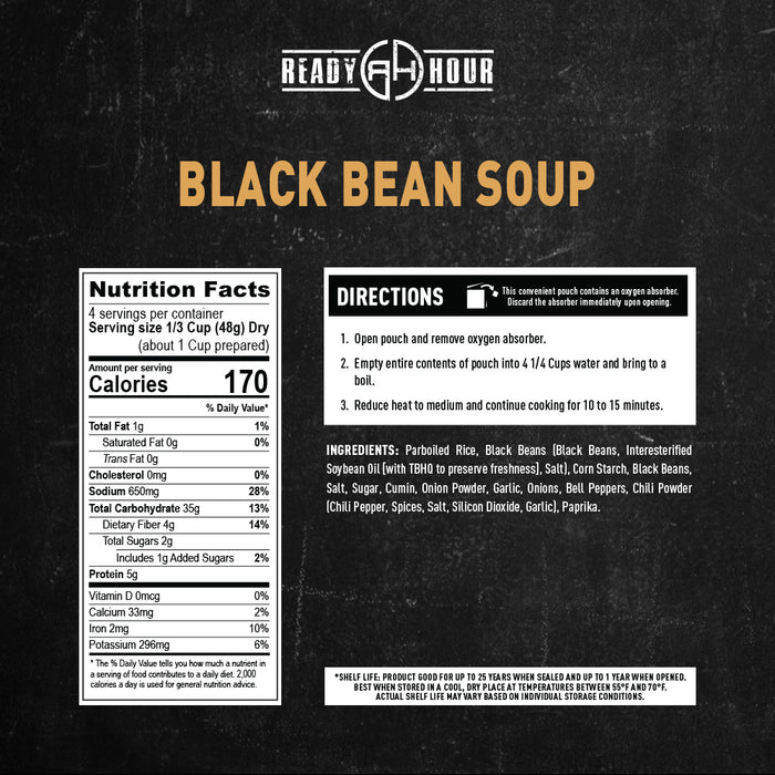 Ready Hour Black Bean Soup Case Pack (20 servings, 5 pk.)