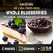 Freeze-dried blueberries with a cheesecake and jam