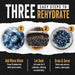 Three easy steps to rehydrate blueberries - add water, soak, drain & serve