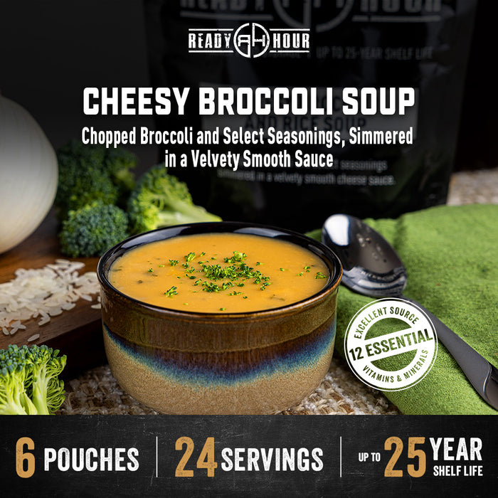 Cheesy broccoli soup in a bowl