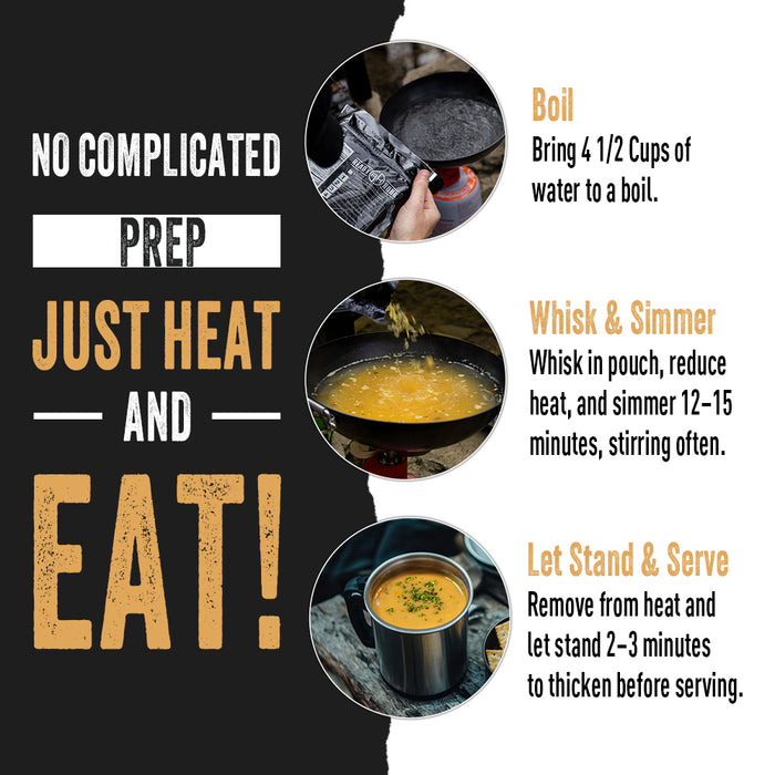 Instructions for preparing soup with water