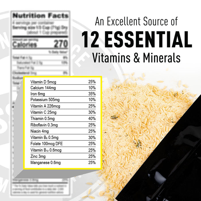 Nutritional label with vitamins and minerals