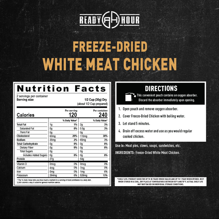 Ready Hour Freeze-Dried White Meat Chicken Case Pack (12 servings, 6 pk.)