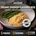 Creamy chicken flavored rice with green beans on a plate
