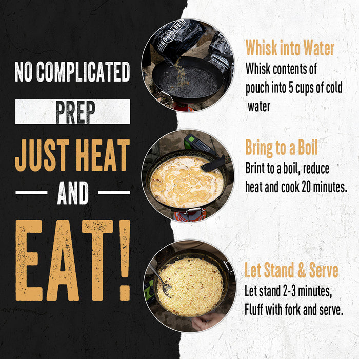 Instructions for preparing rice with boiling water