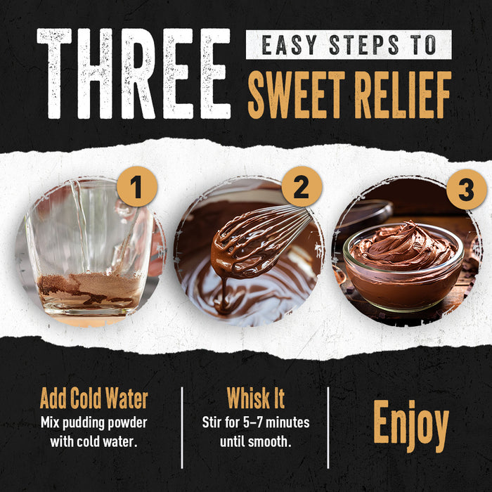 Chocolate pudding recipe with three easy steps just add water