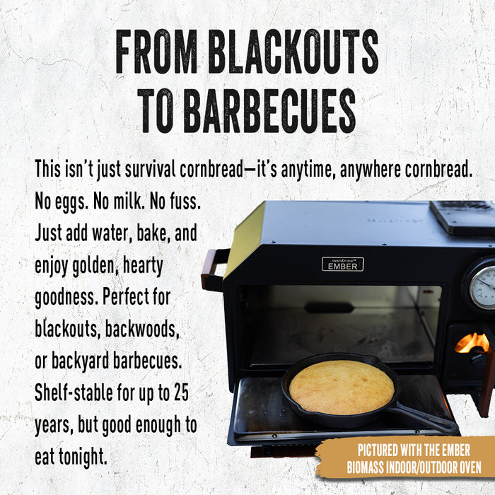 Cornbread baking in an outdoor Ember oven
