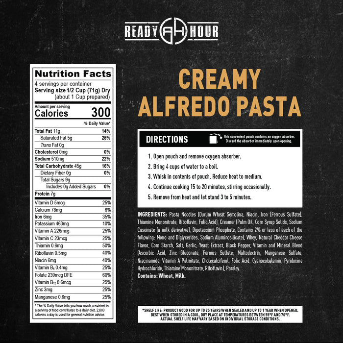 Ready Hour Creamy Alfredo Pasta Case Pack (24 servings, 6 pk.)