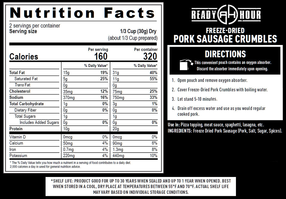 Freeze-Dried Pork Sausage Crumbles Case Pack