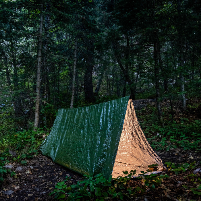 Army Green Nylon Emergency Tent with Survival Whistle