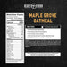 Nutrition facts and directions label for Maple Grove Oatmeal