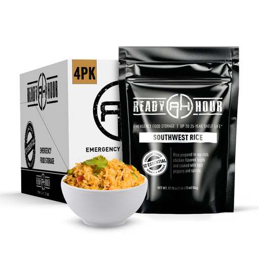 Ready Hour emergency rice with a bowl of rice