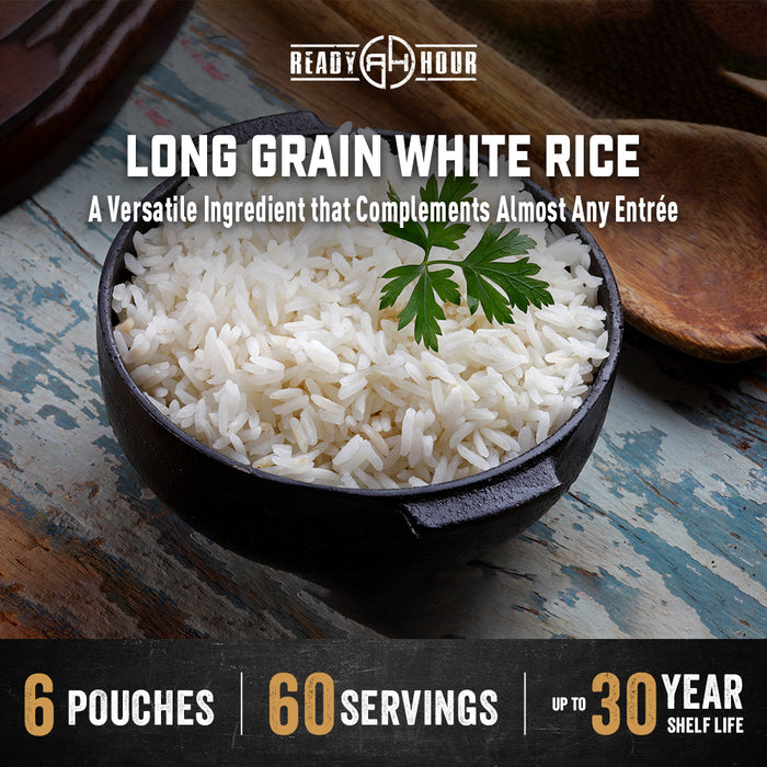 Bowl of long grain white rice with parsley
