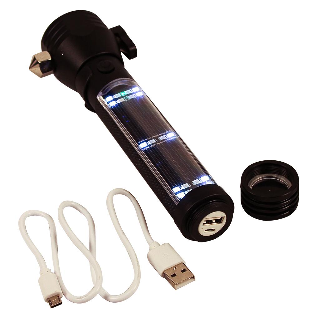 Ready Hour 9-in-1 Multi-Function LED Solar Rechargeable Flashlight Ready Hour 9-in-1 Multi-Function LED Solar Rechargeable Flashlight