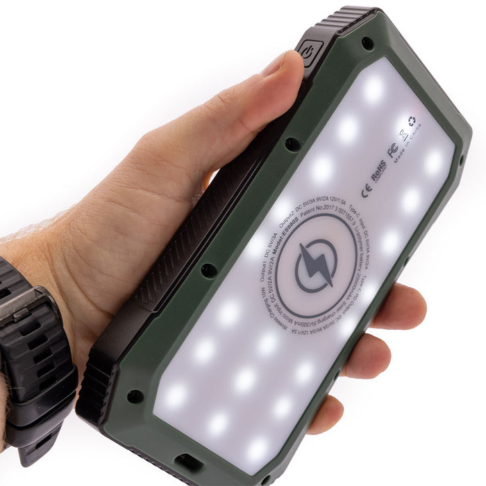 Solar Power Portable Charger With Built-In LED Light